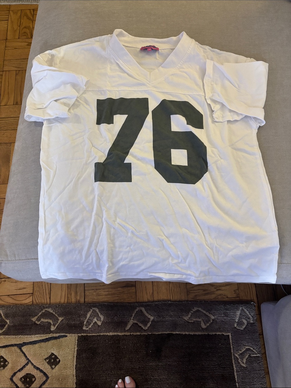 Edkited White Graphic Tee with Large '76' Print